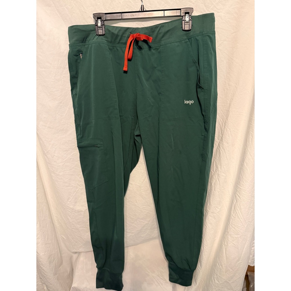 Lago Men Scrub Jogger Pants XL Forest Green Recycled Medical Cargo Pockets